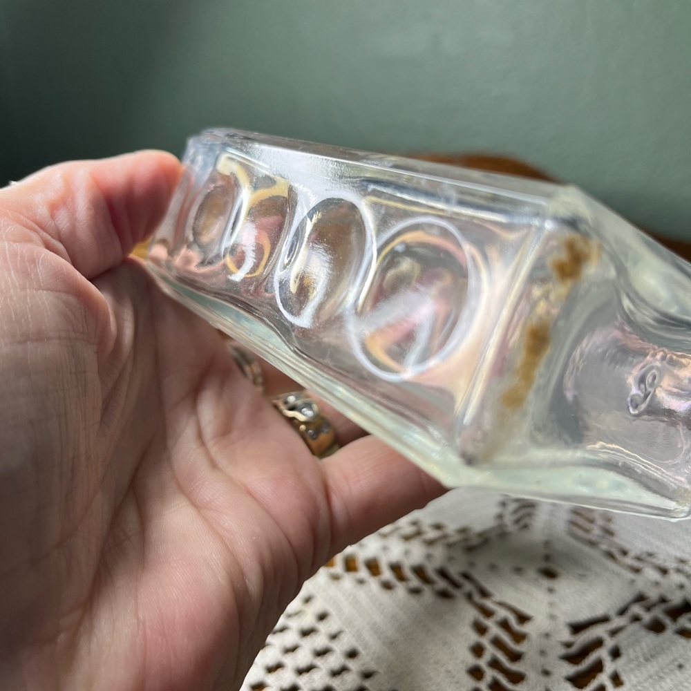 Vtg Clear Glass Apothecary Bottle Metal Screw Cap Farmhouse Decor